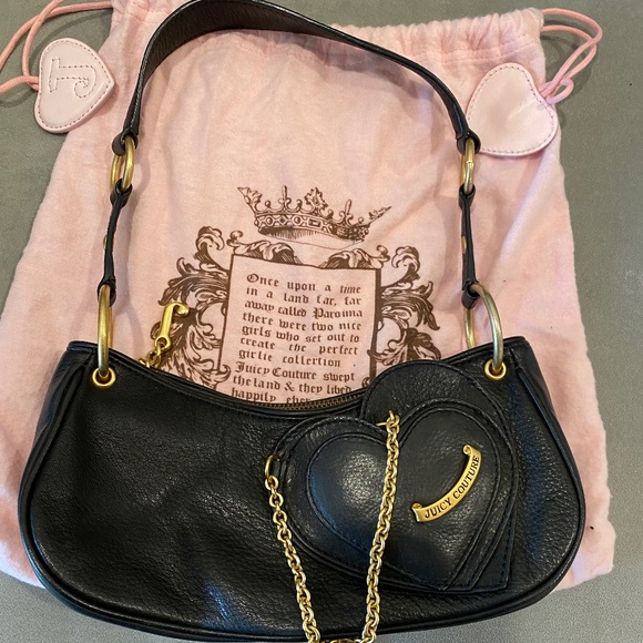 Vintage Y2K Juicy Couture Black Leather Bag - Picture 1 of 3